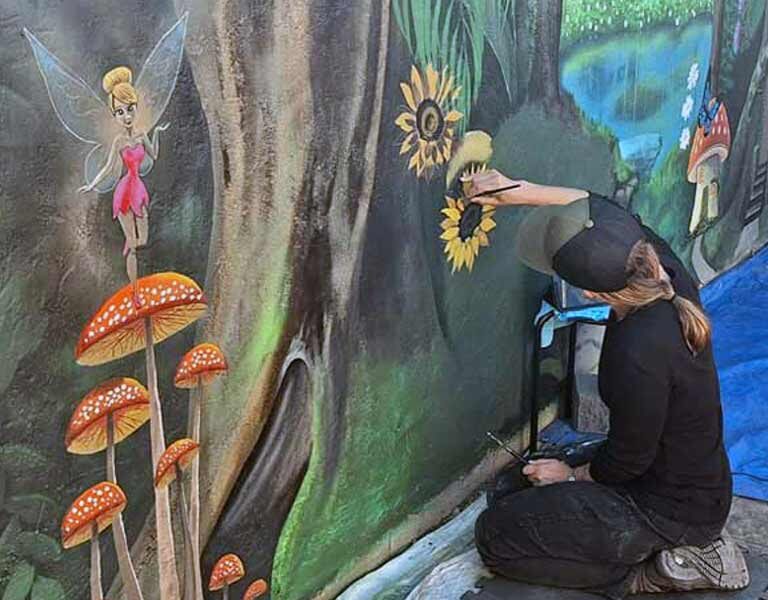 mural painting outdoor garden wall