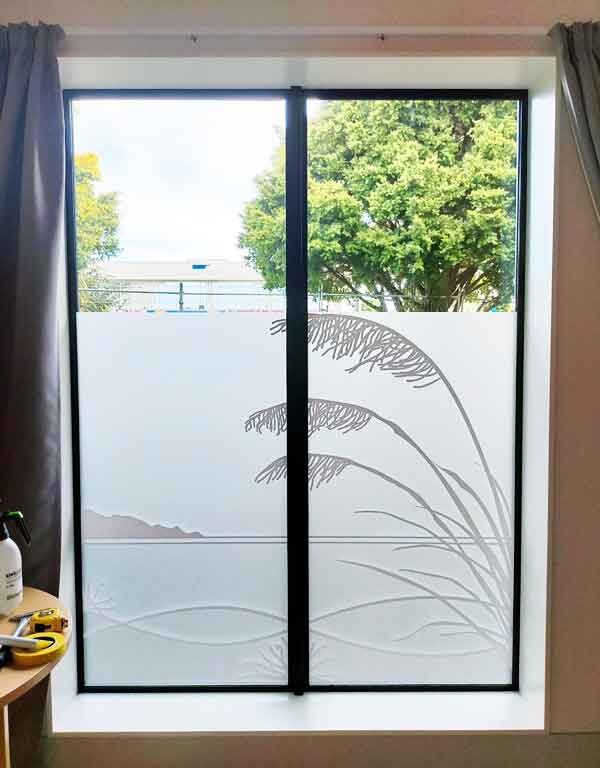 window frosting with graphics